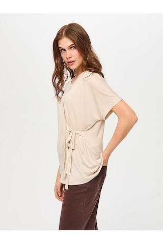 Faik Sönmez Beli Bağcık Detaylı Yuvarlak Yaka Modallı Tunik T-shırt S26tsh077 Us26tsh07772 Taş