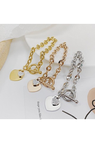 Gül Altın Opk Moda Aşk Paslanmaz Çelik Bileklik Kız Çok Renkli