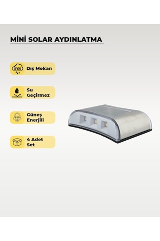 Mini Oval Solar Aplik Gün Işığı - 4 Adet 4 Adet