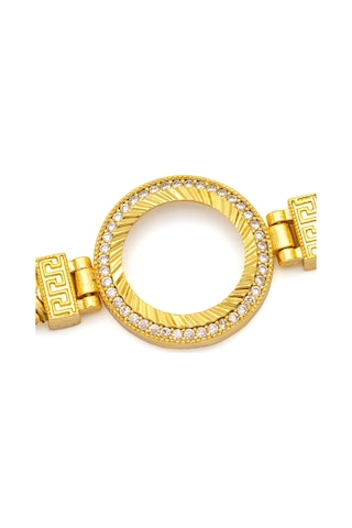 Altın Kaplama İmitasyon Zirkon Taşlı İtalyan Çeyrek Çerçeve Bileklik Blk-1172 Altın