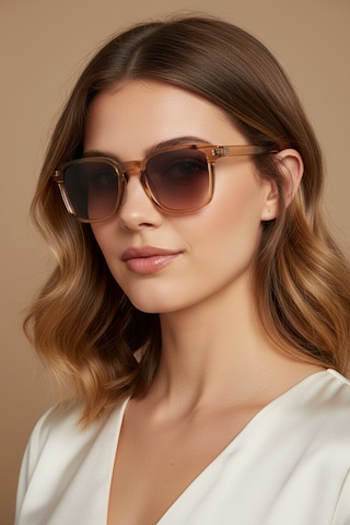 Glazento Amber Şeffaf Çerçeveli Unisex Güneş Gözlüğü Açık Kahverengi