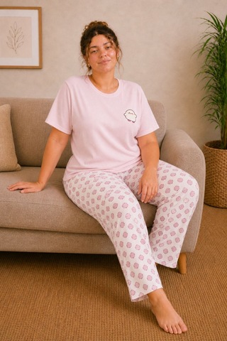 Nisanca Luna Kısa Kol Kadın Pijama Takımı Yumuşak Dokulu, Nefes Alabilir, Rahat Ev Giyim Seti Pembe