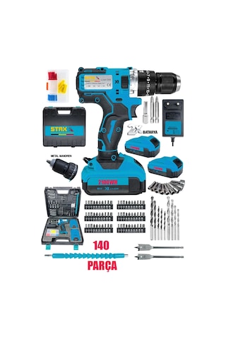 Staxx Df140s 2100w Çelik Mandren Çift Akülü Darbeli Şarjlı Matkap