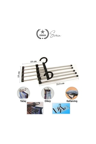 Pantolon Askısı 5 İn 1 Hareketli Dolap İçi Şal Kravat Düzenleyici Katmanlı Organizer Askılığı Çok Renkli