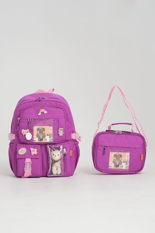 Roxbros Kawaii Kore Tarzı Ilkokul Sırt Çantası Seti Mor