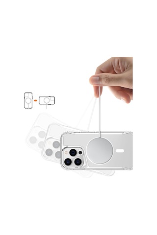 Apple Uyumlu iPhone 13 Pro Kılıf Case, Magnet Magsafe Şarj Özellikli Şeffaf Magnet Magsafe Transparent Cover