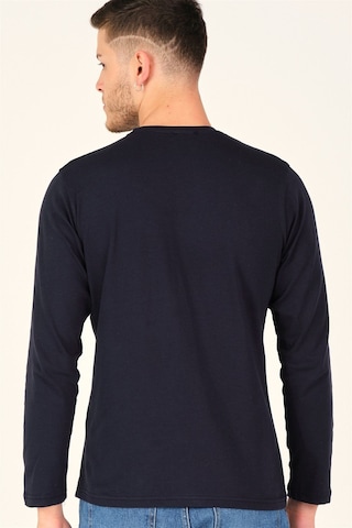 T8588 Dewberry Bisiklet Yaka Uzun Kol T-shırt-gece Mavisi Gece Mavisi