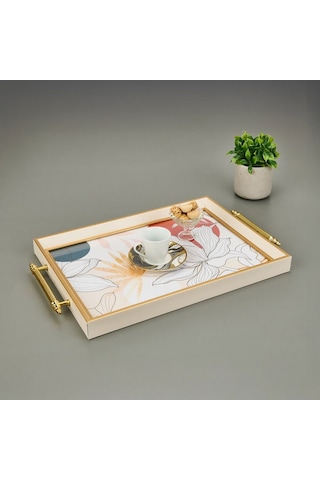 Evidea Kitchen Çiçek Desenli Tepsi - Renkli - 49 Cm Renkli