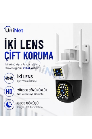 Uninet 6mp Çift Lensli Dış Mekân Güvenlik Kamerası 355 Ptz Döner Başlık, Siren, Polis Çakarı Ve Çift Yönlü Ses 15231979
