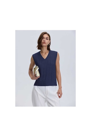Youknitwear You Lim %100 Pamuk V Yaka Kadın Süveter Lacivert