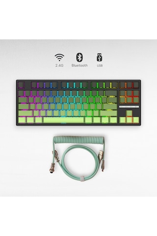 K88 Mekanik Oyun Klavyesi- 3 Modlu Hot Swap Rgb 4000 Mah Batarya + Coiled Klavye Kablosu