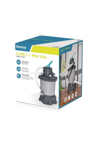 Bestway 3596l Yer Üstü Havuz Kum Filtresi Pompası - 30,5 Cm X 30,5 Cm X 62 Cm - Gri/yeşil