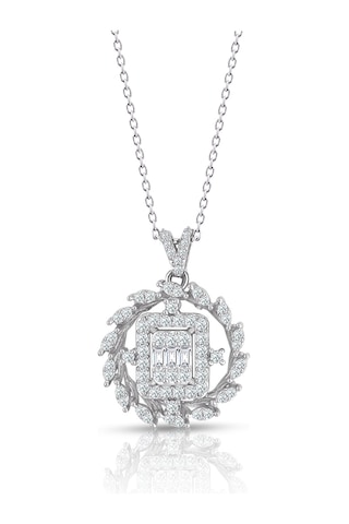 0.60 Ct. Modern Tasarım Baget Kare Tektaş Kolye