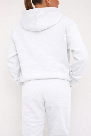 Heart Rhytym Love Baskılı Kapüşonlu Sweatshirt Ve Eşofman Altı Eşofman Takımı Beyaz