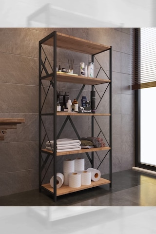 Morpanya Moni Metal Banyo Rafı Ünite 5 Raflı Banyo Düzenleyici Raf Havlu Rafı Havluluk 150 Cm