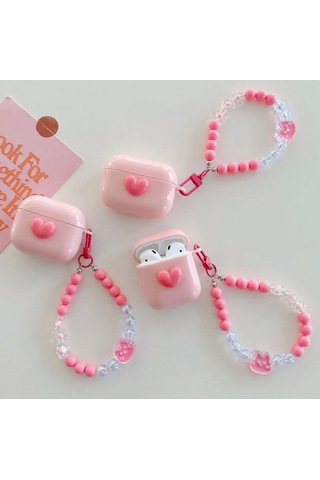 Pembe Kalpli Sevimli 2.nesil Uyumlu Airpods Koruyucu Kılıf