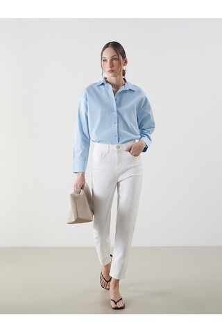 Lcw Jeans Beyaz Mom Fit Kadın Jean Pantolon