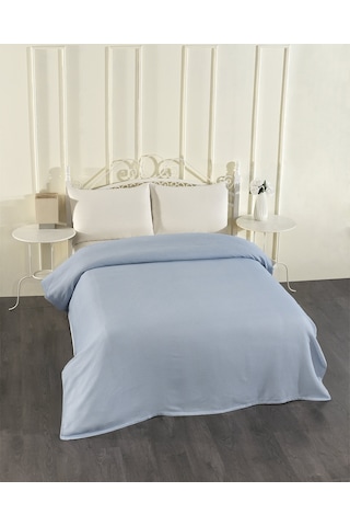 100% Pamuklu Mavi Lastikli Çarşaflı Pike Takımı 200x230