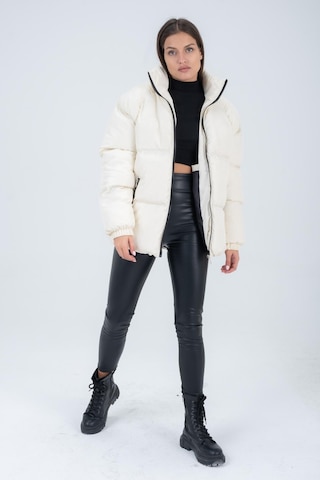 Kadın Reglan Kol Dik Yaka Age Of State Baskılı Mont Ekru