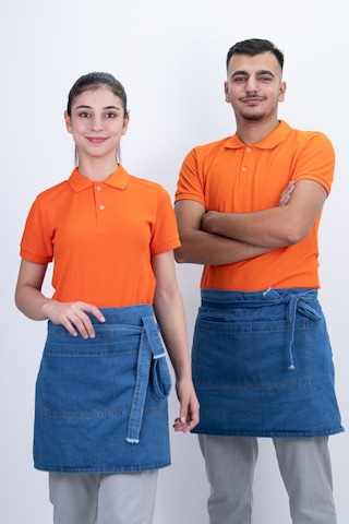Düz Çift Cepli Kot Önlük Çok Renkli