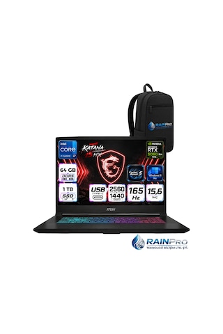 MSI Katana 15 HX B14WFK-817XTRRNP22 i7-14650HX 64 GB 1 TB SSD 8 GB RTX5060 15.6" W11P Dizüstü Bilgisayar + Çanta