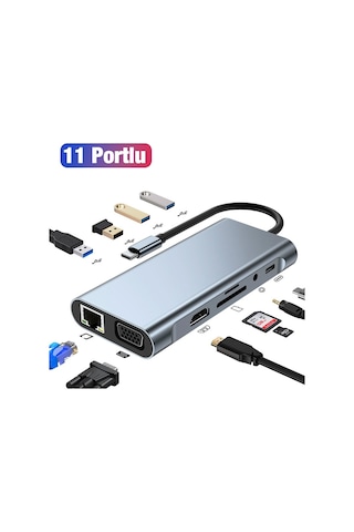 Ally BYL-2110 11 In 1 Multifonksiyonlu Type-C Hub Adaptör Dönüştürü