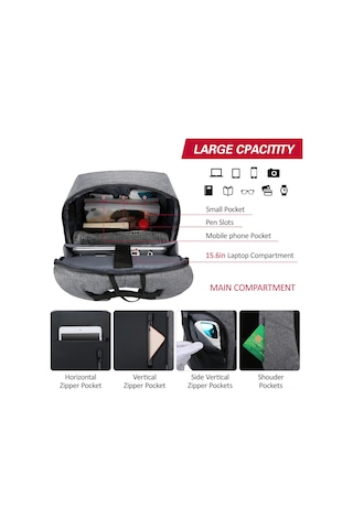 Jeehugo Kırmızı İş Çantası, Usb Döşemeli Çok Amaçlı Laptop Sırt Çantası Rw1322 Açık Yeşil