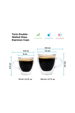 Grosche Turin Çift Cidarlı Espresso Bardağı 2 X 70 ML