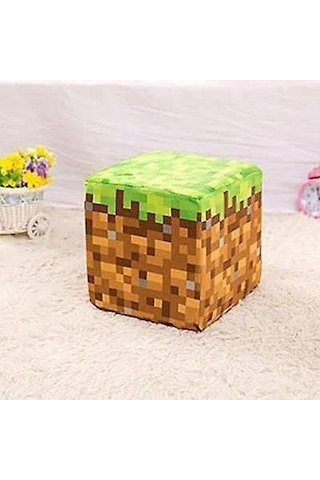Minecraft Çim Blok Küp Yastık Minder Peluş Oyuncak 10CM
