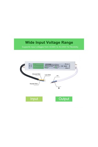 Ranyeek 12v 20w Ip67 Su Geçirmez Dış Mekan Led Gönüllü Kaynak - Kısa Devre, Aşırı Yük Ve Aşırı Gerilim Koruma - Ac90-250v Girişi Gümüş