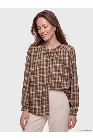 Lcw Grace Kahverengi Hakim Yaka Ekoseli Kadın Gömlek