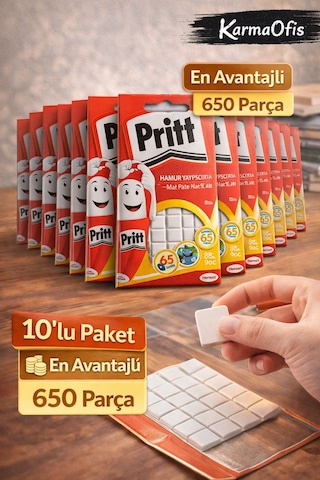 10 Lu Set Hamur Yapıştırıcı 650 Parça İz Bırakmaz, Tekrar Kullanılabilir Poster Yapıştırıcı