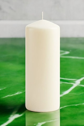 Silindir Mum Blok Mum Kütük Mum Krem Renk 10 Cm Genişlik 30 Cm Uzunluk Lavanta Kokulu El İşçiliği- Bej