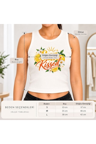 Bk Gift Sıfır Kol Fitilli Crop Bluz - Esnek Likralı Günlük Crop-2 Beyaz