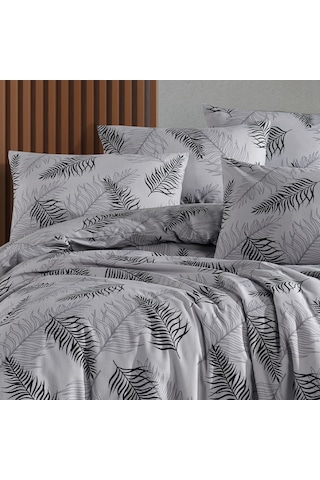 Çift Kişilik Nevresim Takımı 200x220cm 4 Yastık Kılıfı Lastikli Çarşaflı 180x200+25 Gri