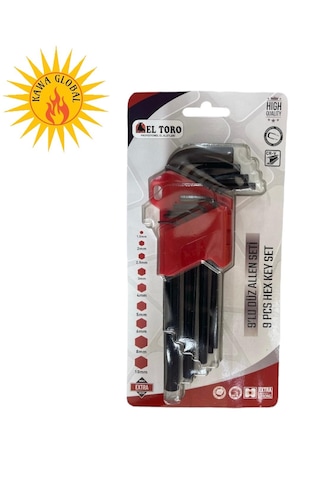 9 Parça Düz Alyan Takımı Uzun Boy 180mm Allen Seti El Toro