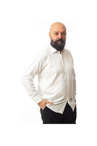 Krem Ekstra Büyük Yaka 4 Drop Rahat Kesim Micro Kumaş Kol Düğmeli Regular Fit Erkek Gömlek - 189-10-dc24w 001