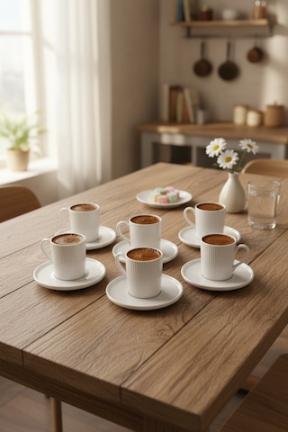 Bernardo Cello 6 Kişilik Fincan Takımı Altın Beyaz - Altın