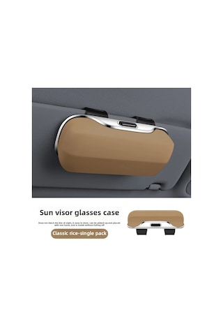 Araç Monteli Gözlük Klipsi Çok Fonksiyonlu Araba Güneş Gözlüğü Tutucu Makbuz Klipsi Beige