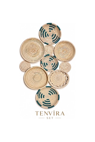 Tenvira 10 Parçalı Hasır Duvar Dekor Seti