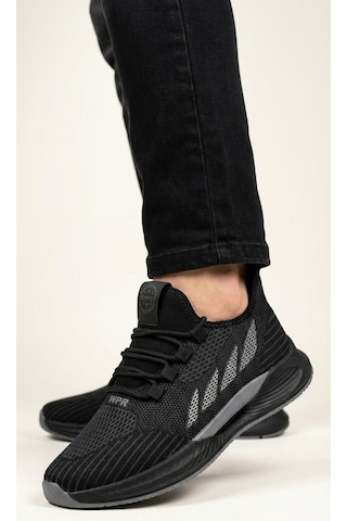 Wipper Ultra Hafif Triko Sneaker - Nefes Alan Ortopedik Poli Taban Unisex Yazlık Spor Ayakkabı Yazlık Siyah Füme