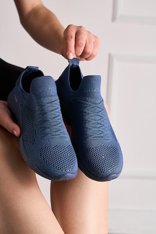 Günlük Unisex Sneaker Slip-on Nefes Alabilen Hafif Yürüyüş Bağcıksız Esnek Spor Ayakkabı 041f Indigo