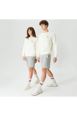 Converse Go-to Embroidered Star Chevron Fleece Unisex Gri Şortdüz10023875