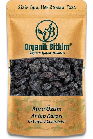 Organik Bitkim Antep Karası Üzüm Kurusu İri Boy Çekirdekli 1000 G