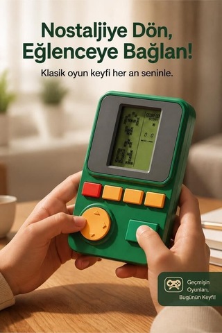 Premium Retro Boş Vakit Gençler Oyun Kolu Atari Joystick Tetris Gameboy Gc011 Yeşil