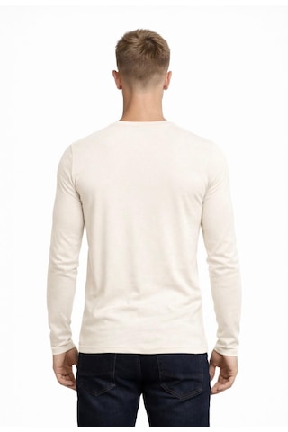 Axxel Erkek Açık Krem Pamuklu Likralı Süprem Uzun Kollu T-shirt-d236 Açık Krem