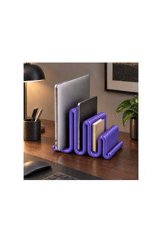 Cora Dekoratif Çoklu Laptop / Dergi / Tablet Standı - Metalik Mor