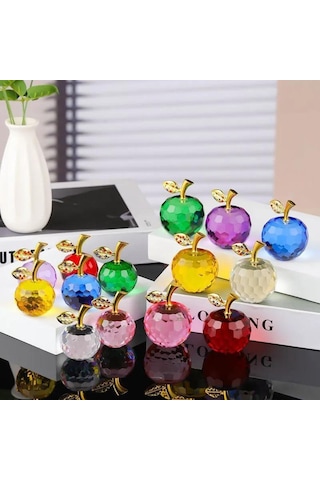 Moveevo Kırmızı Kristal Elma, 5 Cm, Minimalist Ev Dekorasyonu, Hediye İçin Uygun Nikah, Doğum Günü, Noel