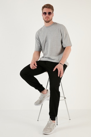 Buratti Pamuklu Oversize Bisiklet Yaka Basic Erkek T Shirt 5902365 Gri Melanj