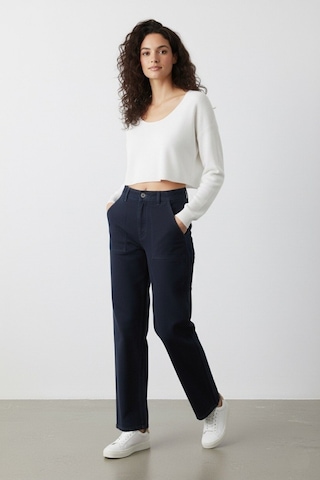 Kene Jeans Kadın Lacivert Ön Yapıştırma Cep Bol Paça Pantolon Lacivert